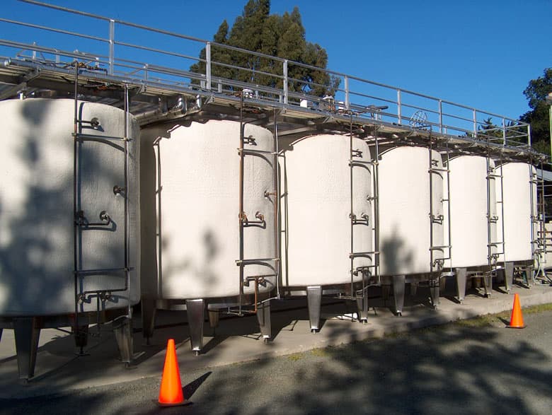 Wine tanks in winery